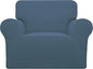 Easy-Going Stretch Oversized Chair Sofa Slipcover 1-Piece Couch Sofa Cover Furniture Protector Soft with Elastic Bottom for Kids Spandex Jacquard Fabric Small Checks Bluestone