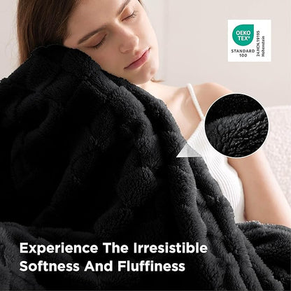 Bedsure GentleSoft Black Throw Blanket for Couch - Checkered Fleece Blankets Gifts for Kids Girls, Cute Soft Cozy Throw for Bedroom Home Decor Gifts, 50x60 Inches