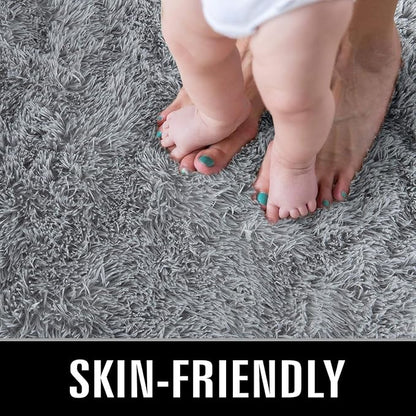 TWINNIS Super Soft Shaggy Rugs Fluffy Carpets, 7x10 Feet, Indoor Modern Plush Area Rugs for Living Room Bedroom Kids Room Nursery Home Decor, Upgrade Anti-Skid Rectangular Fuzzy Rug, Grey