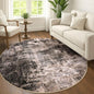 IOHOUZE Abstract Round Area Rug 6 Ft Washable Circle Rugs Large Round Rug Non Slip Thin Soft Circle Rugs, Printed Faux Wool Floor Carpet for Bedroom Living Room Dining Room Nursery, Brown/Rust