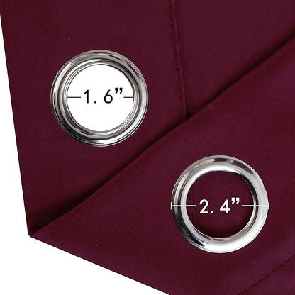 LEMOMO Blackout Curtains 66 x 84 inch/Burgundy Red Curtains Set of 2 Panels/Thermal Insulated Room Darkening Bedroom Curtains