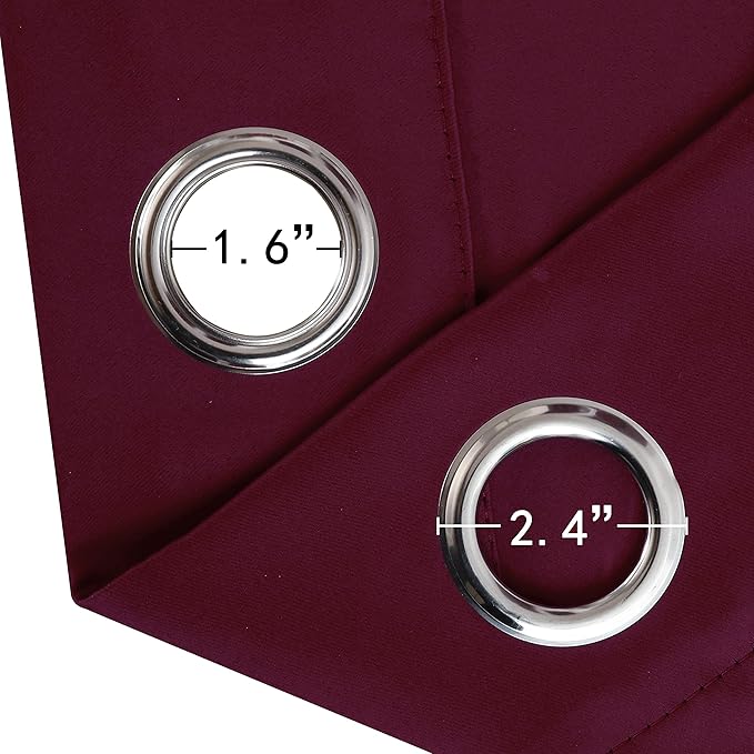 LEMOMO Burgundy Red Thermal Blackout Curtains/52 x 95 Inch/Set of 2 Panels Room Darkening Curtains for Bedroom