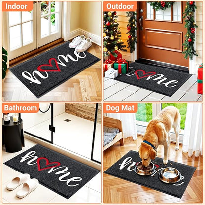 StepLively Door Mat Home Welcome Mats Outdoor and Indoor, Heavy-Duty Low-Profile Non-Slip Front Welcome Mat for Home Entrance, Outside Entry, Yard, Floor, Patio (30''x17.5'', Black)