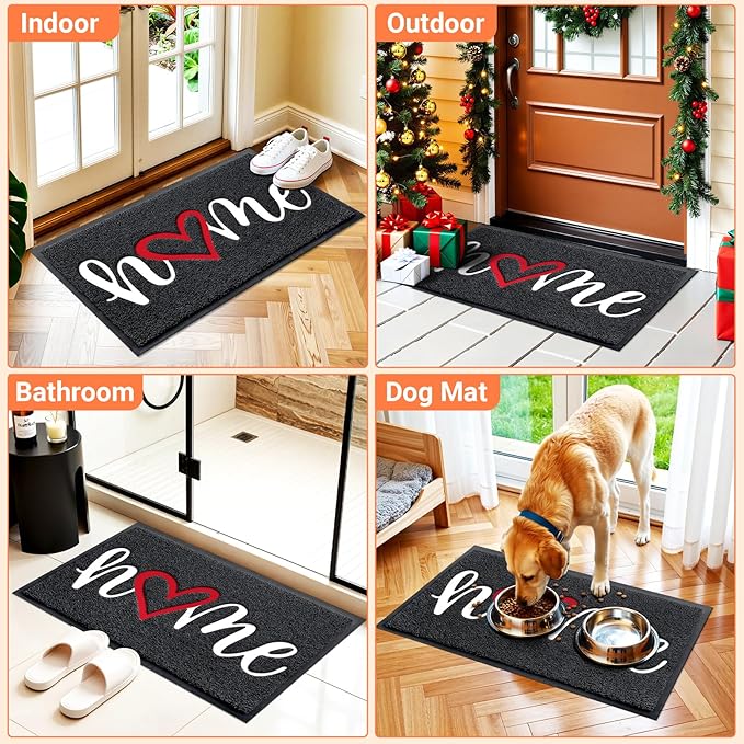 StepLively Door Mat Home Welcome Mats Outdoor and Indoor, Heavy-Duty Low-Profile Non-Slip Front Welcome Mat for Home Entrance, Outside Entry, Yard, Floor, Patio, Ideal (35''x24'', Black)