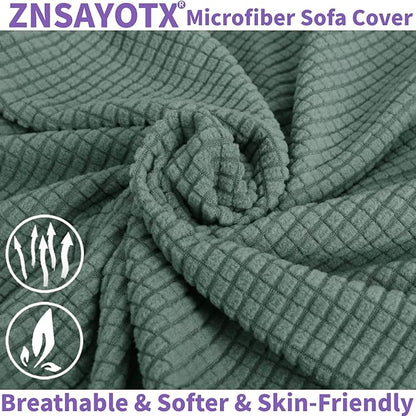 ZNSAYOTX Super Stretch Chair Slipcover Universal Sofa Chair Covers for Living Room Dogs Pet Furniture Protector Spandex Armchair Slipcovers with Anti Slip Foam Sticks (Pea Green, Chair)