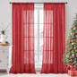 BGment Long Linen Semi Sheer Curtains 102 Inch Length for Living Room, Red Lightweight Window Drapes for Bedroom with Rod Pocket Light Filtering Rustic Textured, 2 Panels Set, Each 52 Inch Wide