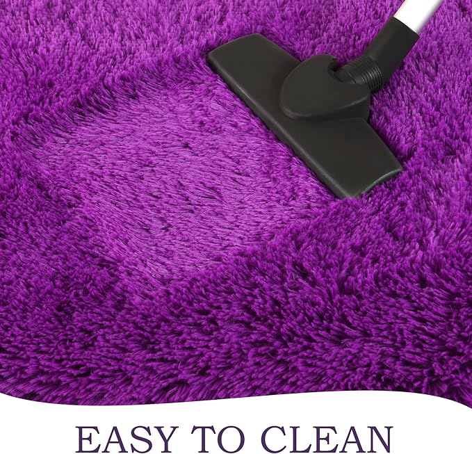 Chicrug Soft Runner Rugs for Bedroom Living Room Plush Fluffy Rug 2x6 Feet, Shag Furry Area Rug Carpet Non Shedding for Nursery Children Kids Girls Room Home Decorative, Dark Purple