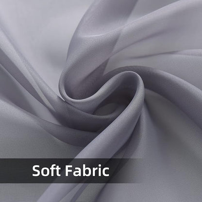 youleyar Solid Sheer Rod Pocket Curtain Voile Draperies 2 Panels White Beige Black Grey Coffee 52 Inch Width 72 Inch Long 1 Pair for Kitchen Bedroom Children Living Room Yard(Grey,52Wｘ72L)