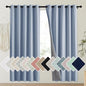 NICETOWN Stone Blue Vintage Linen 100% Blackout Curtains for Playroom, Thermal Insulated Curtains 72" Long, Noise Reducing Window Treatment Drapes for Laundry Room, 62" Wide Per Panel, Set of 2