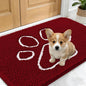 OLANLY Dog Door Mat for Muddy Paws 24x16, Paw Print Design, Absorbs Moisture and Dirt, Absorbent Non-Slip Washable Doormat, Quick Dry Chenille Mud Mat for Dogs, Entry Indoor Entryway Carpet, Red
