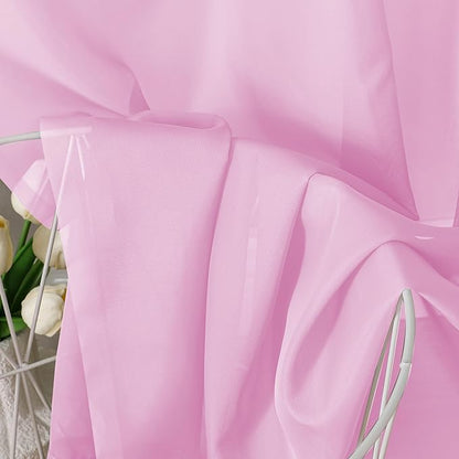 Aiyufeng Light Pink Sheer Curtains 63 Inch Length 2 Panels Set, Semi Transparent Voile Rod Pocket Sheer Window Drapes for Bedroom Bed Canopy Living Room Dining Wedding Party Backdrop, 40W x 63L inch