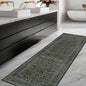Dark Green 2x7 Long Washable Runner Rug Non Slip, Throw Rugs Runners for Kitchen Hallways Entryway Bathroom Laundry Room, Floor Mat Vintage Floral Carpet Low Pile Stain Resistant