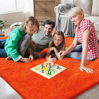 Orange Shag Area Rugs for Bedroom Living Room,5X8 Ultra Soft Fluffy Area Rugs for Dorm, Indoor Carpet Nursery Rugs for Kids Room Home Halloween Decor