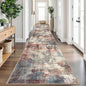 IOHOUZE Abstract Runner Rug 3x18 Ft Washable Runners for Hallways, Non Slip Kitchen Runner Printed Faux Wool Entryway Runner Indoor, Modern Abstract Floor Carpet for Hall Stair, Red/Multi