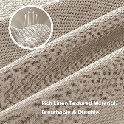 MIULEE 100% Blackout Linen Curtains for Bedroom, Taupe Solid Luxury Decor Thermal Insulation Room Darkening Drapes for Living Room Nursery Back Tab Rod Pocket 42 x 72 Inches, 2 Panels