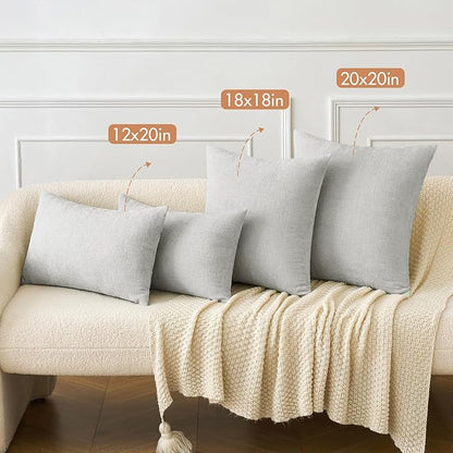 MIULEE Pack of 2 Light Gray Throw Pillow Covers 18x18 Inch Soft Chenille Pillow Covers for Sofa Living Room Couch Solid Dyed Cases