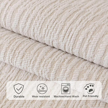 Soft Waterproof Chenille Cover Washable, Non Slip Sectional Sofa Covers for 3 Cushion Couch Sofa L Sharped Sofa Slipcover for Pets, Furniture Protector (1 PCS 36"x63" White)