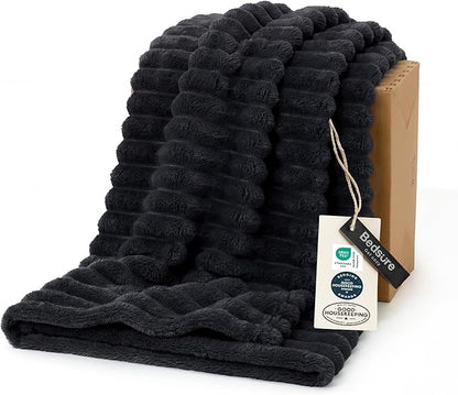 Bedsure GentleSoft Twin Blanket for Couch - Cozy Soft Blankets for Women, Cute Small Fleece Throws for Girls, Black, 60x80 Inches