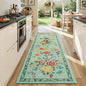 Rugflix 2x6 Runner Rug for Hallway, Washable Kitchen Runner Non Slip, Soft Low Pile Entryway Carpet, Vintage Floral Stain Resistant Long Laundry Room Rugs for Bedroom, Stairs, Green
