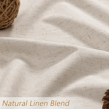 Guken 100% Blackout Linen Curtains 72 Inch Length 2 Panels Set for Living Room Bedroom Back Tab Thermal Insulated Black Out Drapes Room Darkening Farmhouse Style for Bedroom Window Curtains 52x72