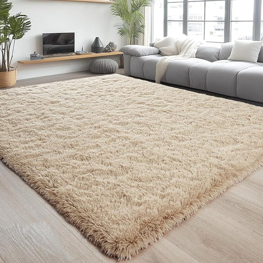 Chicrug Soft Area Rugs for Bedroom Living Room Plush Fluffy Rug 4x6 Feet, Shag Furry Area Rug Carpet Non Shedding for Nursery Children Kids Girls Room Home Decorative, Camel