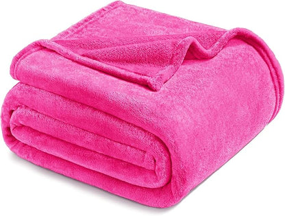 Exclusivo Mezcla Fleece Throw XL Blanket for Couch, Sofa, Super Soft and Warm Hot Pink Blankets, All Season, Cozy, Plush, Lightweight, 50x70 Inches