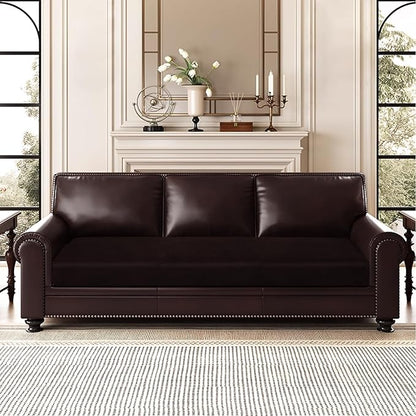 Leather Look Couch Cushion Covers Sofa Seat Slipcovers Sets Couches Furniture Protector for Sectional Armchair Loveseat Pets Kids Stretch Spandex Fabric (1 Cushion XL Sofa, Chocolate)