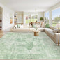 Area Rug 10x14 Washable Rug, Vintage Boho Medallion Rugs Non-Slip Soft Low Pile Large Distressed Rug Indoor Retro Carpet for Living Room Bedroom Dining Room Home Office (SageGreen, 10'x14')