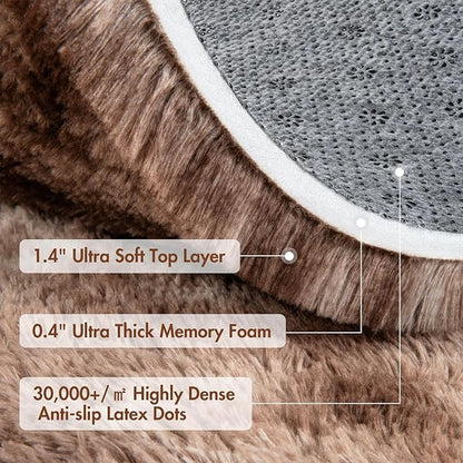 8x10 Ft Extra Large Shag Brown Area Rug for Living Room, Tie-Dyed Ultra Soft Fluffy Furry Rugs for Bedroom Indoor Floor, Aesthetic Carpet for Kids Home Decor (Coffee)