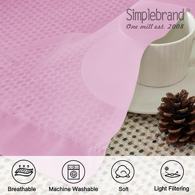 Simplebrand Pink Sheer Curtains 84 Inches Long, Light Filtering Rod Pocket Solid Color Window Sheer Curtain Panels, Elegant Curtains & Drapes for Living Room, Bedroom 2 Panels (42" W x 84" L)