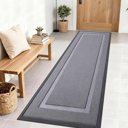 OLANLY Front Door Mat Indoor Outdoor Entrance, Waterproof All-Season, All-Weather Doormat, Sturdy Natural Rubber, Low Profile, Easy Clean Patio Porch Entryway Mat, 71x23, Classic Gray