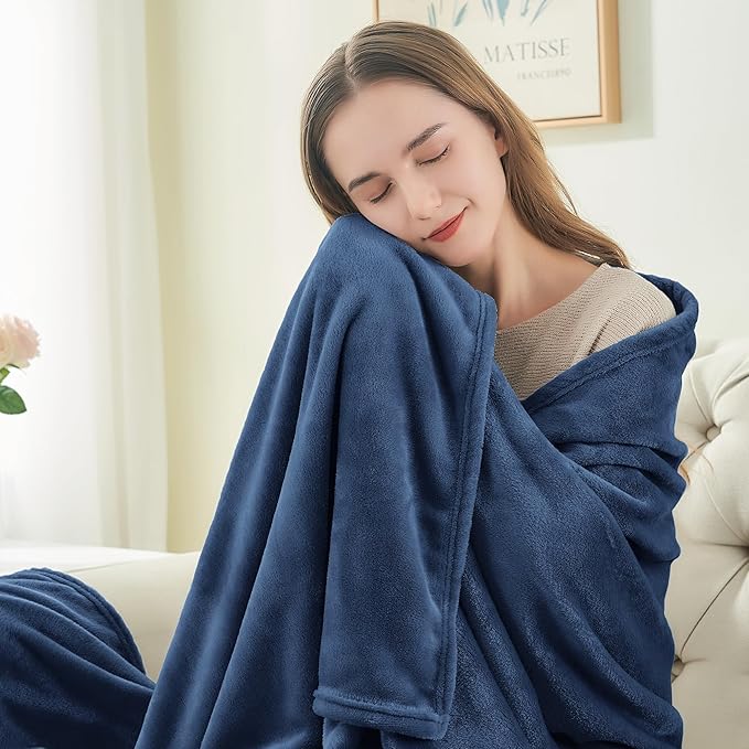 BEDELITE Fleece Blanket Twin Size Navy Blue Throw Blankets for Couch & Bed, Luxury Plush Cozy Fuzzy Blanket 60x80 inches, Super Soft Warm Lightweight Throw Blanket for Travel Camping
