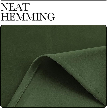 NICETOWN Dark Green Blackout Cafe Satin Curtains for Small Windows, 42" Wide by 63" Long, 2 Panels, Grommet Noise Reducing Faux Silk Blackout Drapes for Dining Room