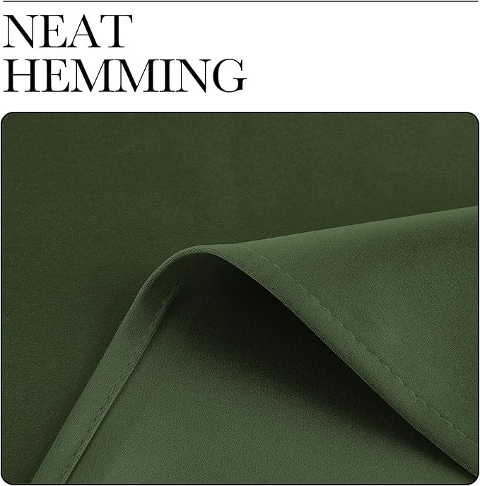NICETOWN Dark Green Blackout Cafe Satin Curtains for Small Windows, 42" Wide by 36" Long, 2 Panels, Rod Pocket Noise Reducing Faux Silk Blackout Drapes for Cupboard
