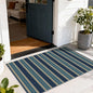 Striped Outdoor Rug - 28" x 43" Front Door Mat Indoor Outside Entrance Non-Slip Washable Outdoor Mat Navy Blue Coastal Rug for Entryway Kitchen Bedroom Welcome Layered Doormat for Front Porch