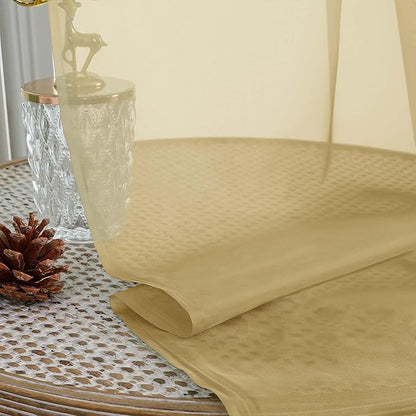 OWENIE Sheer Gold Curtains 108 Inches Long for Living Room Bedroom 2 Panels Set, Lightweight Airy Gold Sheer Curtain, Filmy Voile Rod Pocket, 2 PCS, Each 59" W x 108" L
