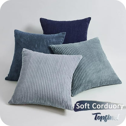 Topfinel Decorative Throw Pillow Covers Cushion Cases, Set of 4 Soft Velvet Modern Double-Sided Designs, Mix and Match for Home Decor, Pillow Inserts Not Included (24x24 inch, Blue)