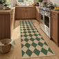 Lahome Colette Checkered Kitchen Runner, 2x8 Easy Jute Runner Rug for Hallway Entryway, Farmhouse Indoor Outdoor Non Slip Non Shedding Green Carpet for Laundry Bedroom Porch Corridor