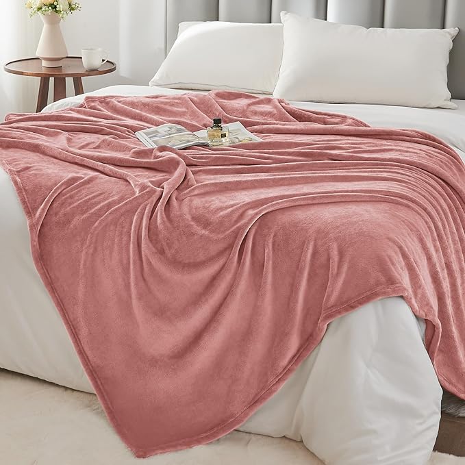 BEDELITE Fleece Blanket Twin Size Dusty Pink Throw Blankets for Couch & Bed, Luxury Plush Cozy Fuzzy Blanket 60x80 inches, Super Soft Warm Lightweight Throw Blanket for Travel Camping