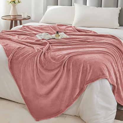 BEDELITE Fleece Blanket Twin Size Dusty Pink Throw Blankets for Couch & Bed, Luxury Plush Cozy Fuzzy Blanket 60x80 inches, Super Soft Warm Lightweight Throw Blanket for Travel Camping
