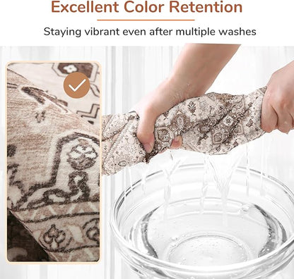 OPPODREAM Soft 8x10 Area Rugs, Washable Rugs 8x10 with Non Slip Backing, Faux Cashmere Low-Pile 8 x 10 Carpet, Khaki