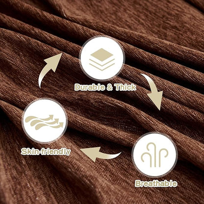 MYSKY HOME Couch Cover for Dogs Washable Couch Covers Couch Covers for Sofa Couch Cover 2 Cushion Sofa Non Slip Dogs Furniture Protector with Tassels Chenille Sofa Covers for Pets, 71"x102", Chocolate