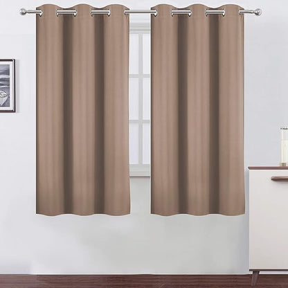LEMOMO Cappuccino Blackout Curtains 42 x 63 Inch Length/Set of 2 Curtain Panels/Thermal Insulated Room Darkening Blackout Curtains for Bedroom