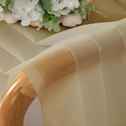 OWENIE Gold Sheer Curtains 78 Inch Length 2 Panels Set, Light Filtering Voile Fimly Sheer Drapes for Living Room/Bedroom, 2pcs, Gold Solid Rod Pocket Sheer Curtains, Each 42" W x 78" L