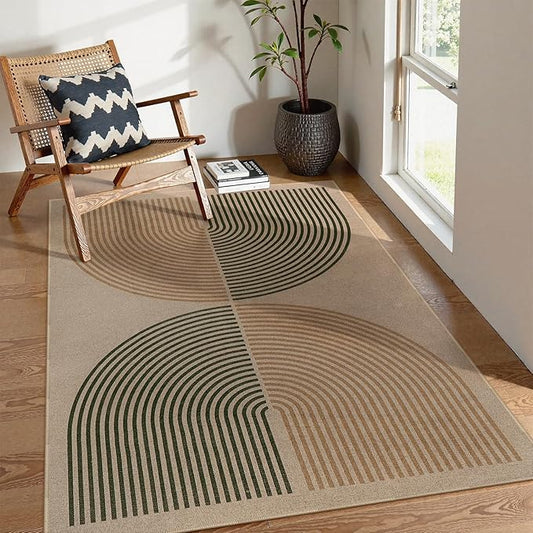 Lahome Enfys Modern Rainbow Easy Jute Office Rug, Washable Rugs 4x6 for Living Room Bedroom Farmhouse Kitchen Mats for Floor, Contemporary Non Slip Floor Carpet for Entryway Backyard Sunroom