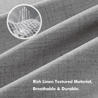 MIULEE 100% Blackout Linen Curtains for Bedroom, Glacier Gray Solid Luxury Decor Thermal Insulation Room Darkening Drapes for Living Room Nursery Back Tab Rod Pocket 42 x 90 Inches, 2 Panels