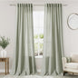 Nanspring Sage Green Curtains 84 Inch Length 2 Panels Back Tab Rod Pocket Light Filtering Semi Sheer Drapes Linen Cotton Textured Airy Farmhouse Living Room Decor Light Green Curtains for Bedroom