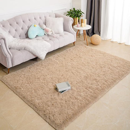 Chicrug Soft Area Rugs for Bedroom Living Room Plush Fluffy Rug 9x12 Feet, Shag Furry Area Rug Carpet Non Shedding for Nursery Children Kids Girls Room Home Decorative, Camel