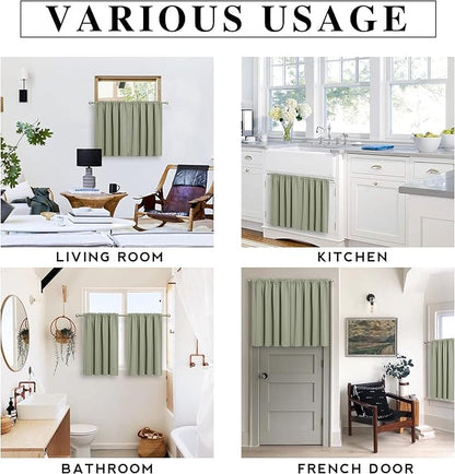 RYB HOME Blackout Curtains for Bedroom Living Room 63 inches Long, Thermal Insulated Privacy Rod Pocket Drapes for Nursery Office Home Theater, Width 42 by Length 63, Sage Green, 2 Panels