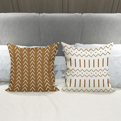 YCOLL Pillow Covers 20x20 Set of 4, Modern Sofa Throw Pillow Cover, Decorative Outdoor Linen Fabric Pillow Case for Couch Bed Car， Light Brown